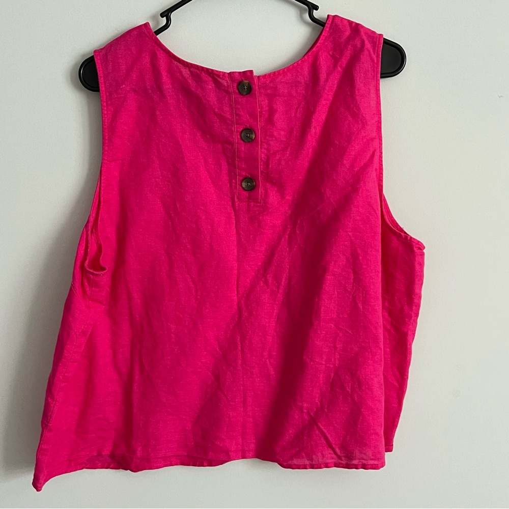 J. Crew Hot Pink Linen Sleeveless Tank Blouse - Picture 4 of 5